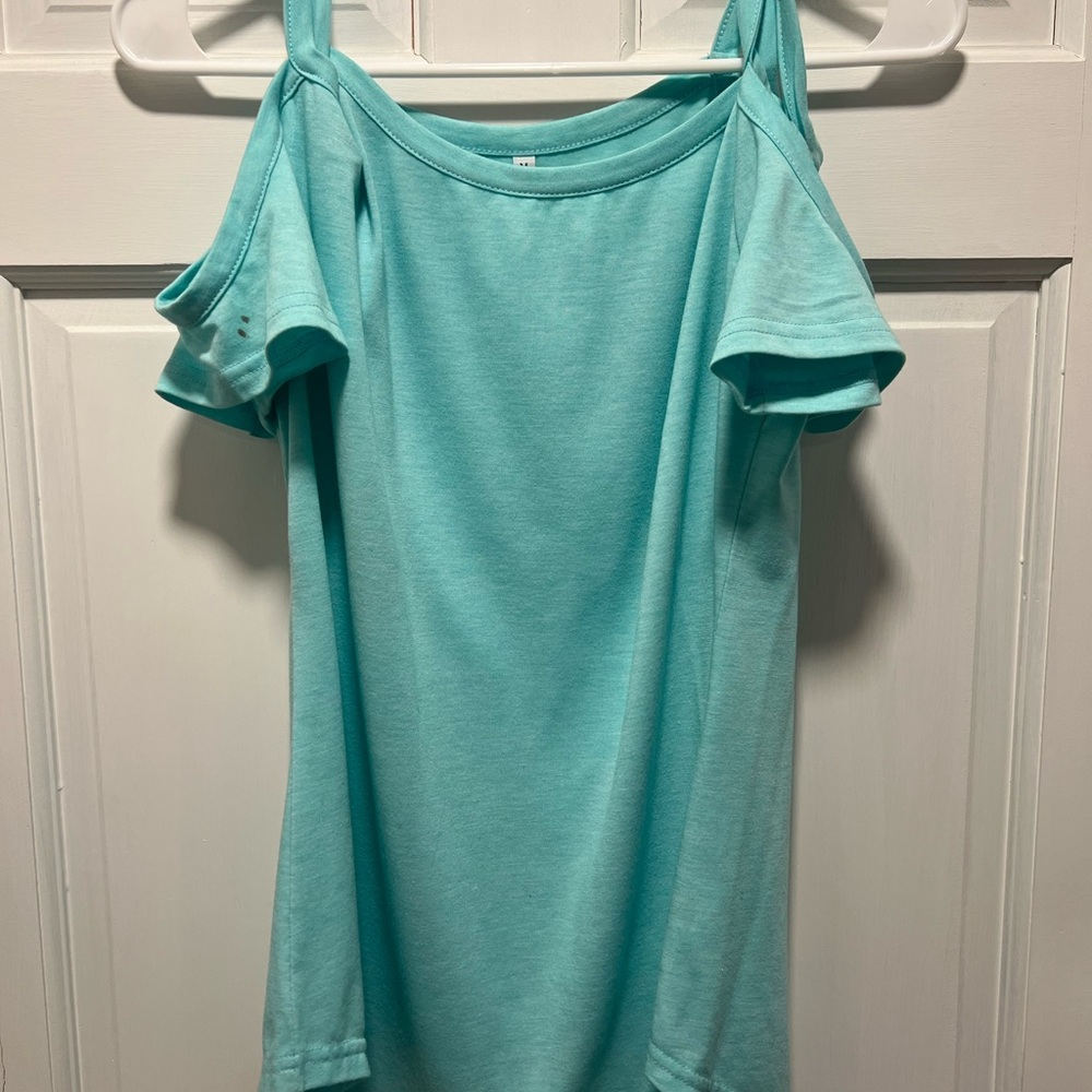Aqua Cold Shoulder Top